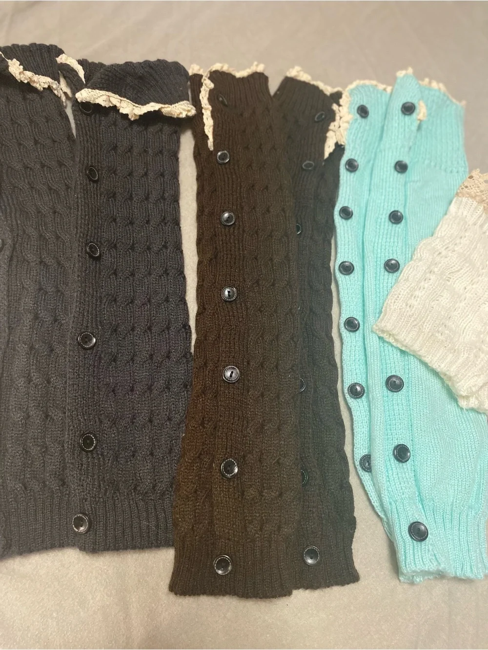 Winter Womens Knitted Leg Warmers Warm High Knee Stocking Boot Button Long Sock